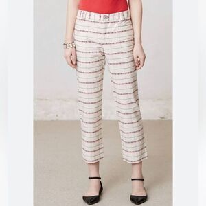 Anthropologie Elevenses Striped Cotton Pants Womens Size 8 Stretch Multicolor